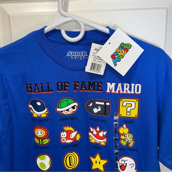 New Super Mario bros boys T-shirt size large Hall of Fame Mario royal blue - Picture 4 of 5